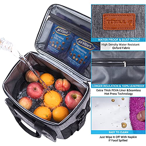 Tomule Insulated Lunch Bag For Men Women - 3+Years Old (15L, Grey) #TOP3