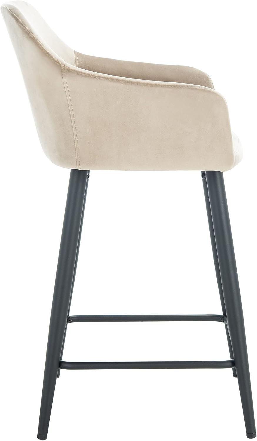 Safavieh Home Collection Cataleya Taupe Velvet/Black 24-inch Kitchen Breakfast Nook Island Dining Pub Counter Stool