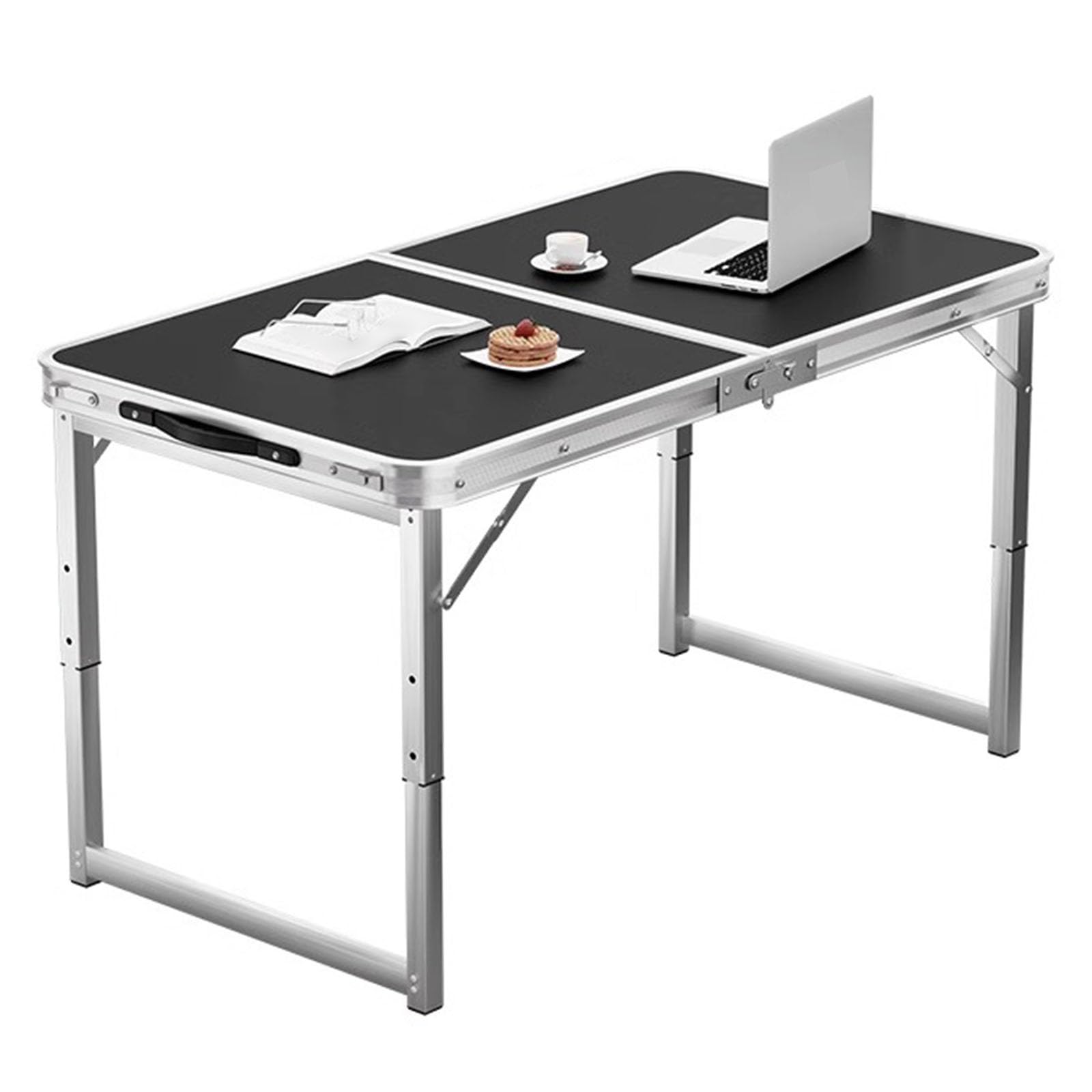 Table pliante camping haut de gamme noire en alliage d'aluminium à hauteur réglable