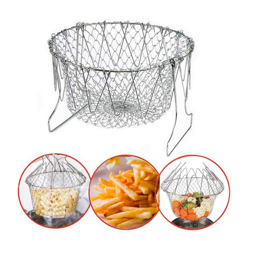 Cestello Per Frittura Pieghevole Belle Vous - Acciaio Inox 304, Per Friggere E Cuocere A Vapore