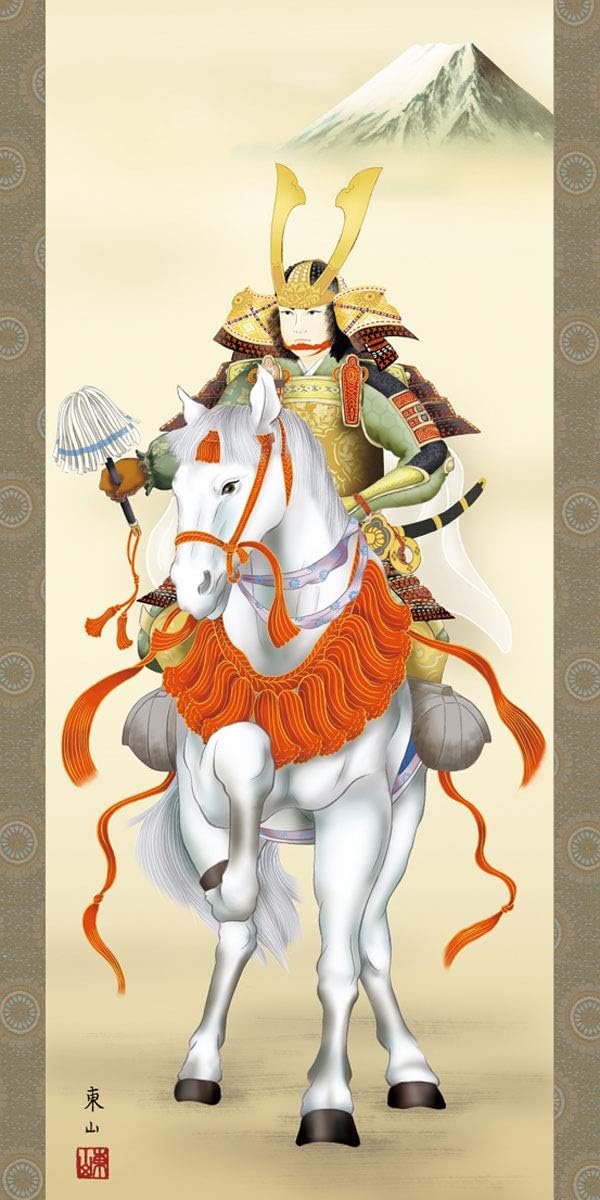 超可爱 掛軸 床の間 武者 白馬武者 榎本東山 尺三 44 5 164 Kz2mf2 073 Fucoa Cl