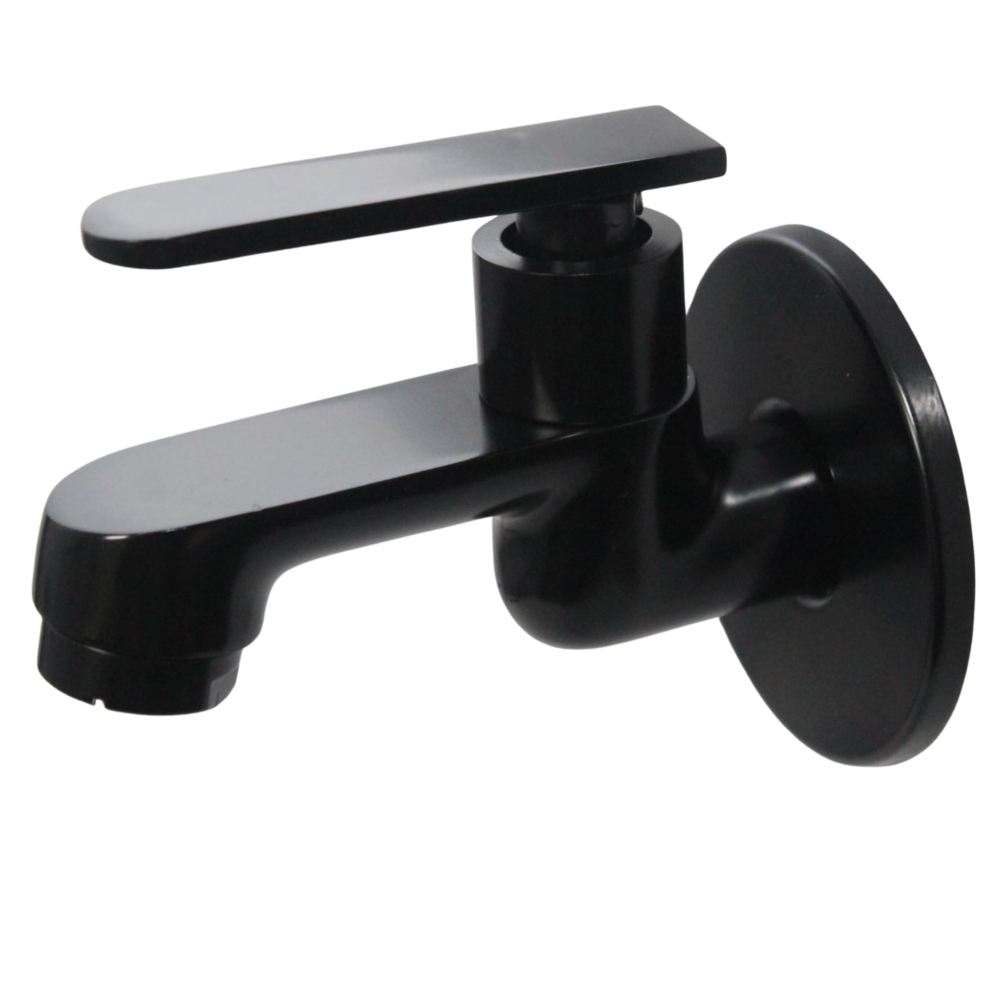 New Ware Bib Cock Brass Faucet | Matt Black Bib Tap for Bathrooms and Kitchen Sink Brass Taps for Home and Bathroom with Wall Flange (4.5 Inch)