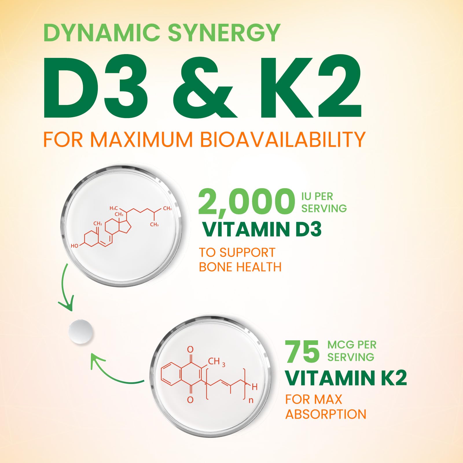Vitamin D3 K2 Supplement 2000 IU D3 - Extra Strength MK-7 K with Vitamin D3 - For Immune Support, Heart, Teeth & Bone Health - Easy to Swallow, Max Absorption D3K2 Chewable, Berry Flavor - 60 Tablets — Amazon image 3