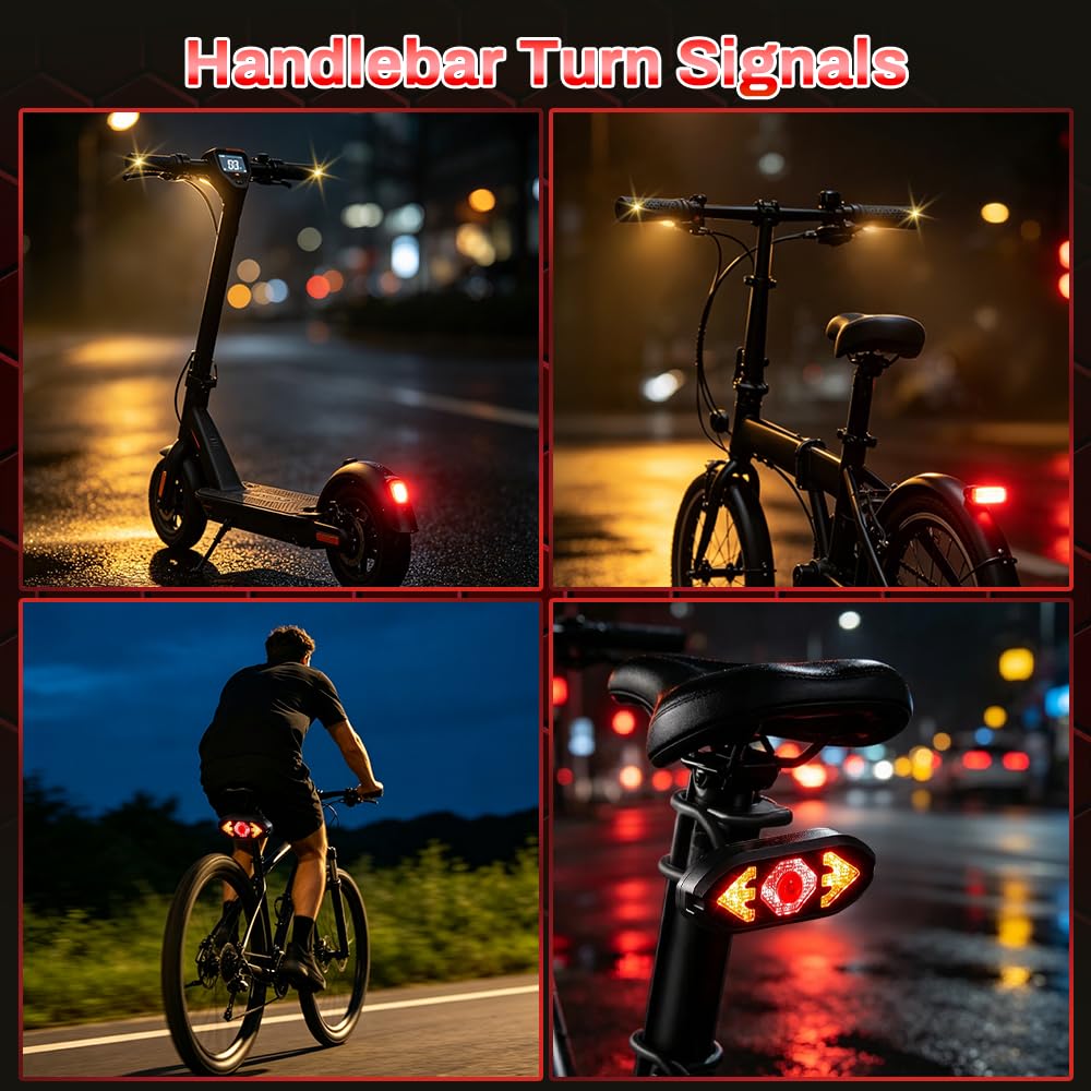 Blinker E Scooter Nachrüsten Set, Lenkergriffe für Elektroroller mit Integrierten Blinkern, IPX4 USB Wiederaufladbar, für Xiaomi M365/Pro2/1S Ninebot (22mm Innendurchmesser)