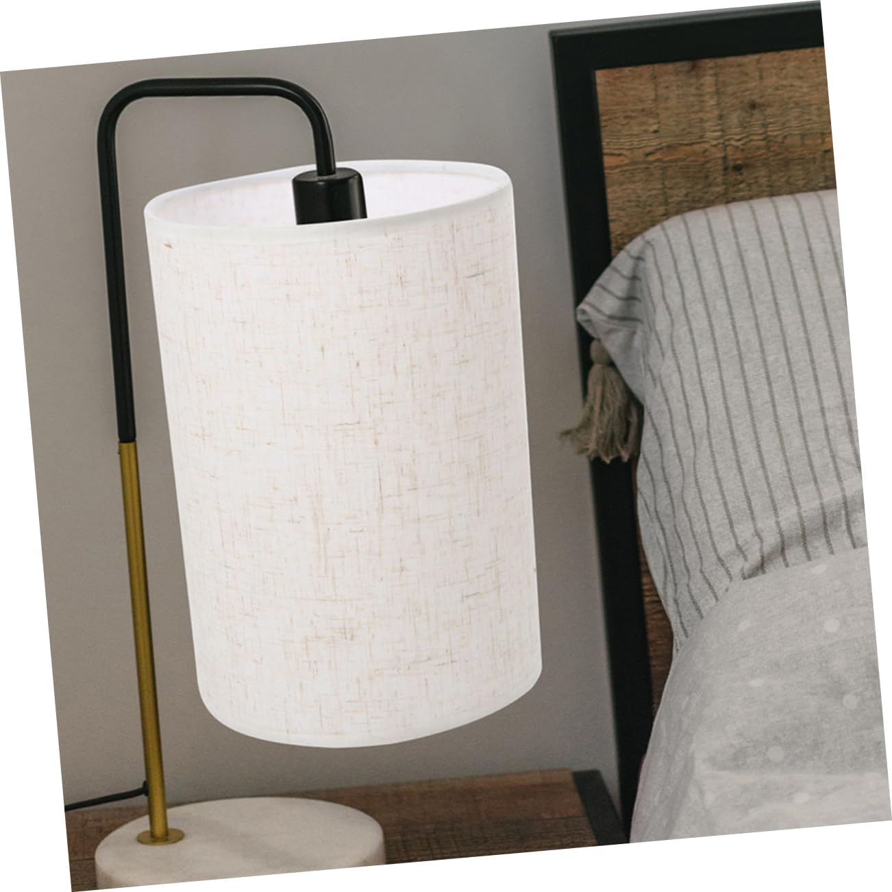 DOITOOL 2pcs Linen Lampshade Lamp Shades Modern Lamp Shade Table Lampshade Table Lamp Shade Table Light Cover Bedside Lamp Shade Replacement Lampshades for Table Lamp Round