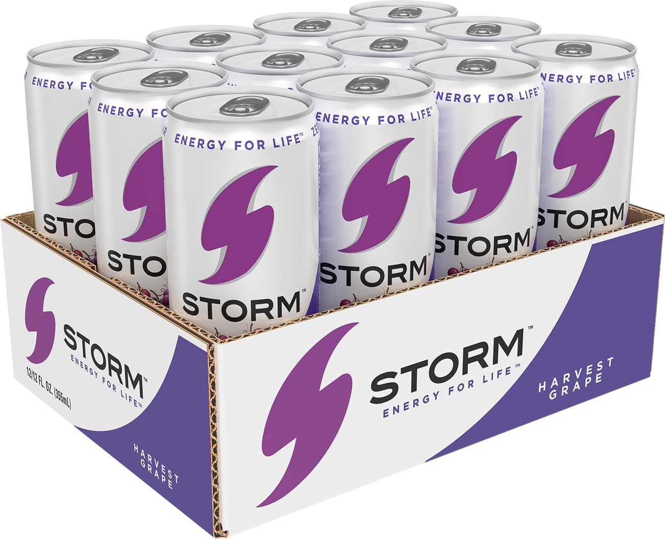 STORM Harvest Grape, Fitness & Wellness Energy Drink, 12 Fl Oz (Pack of 12)