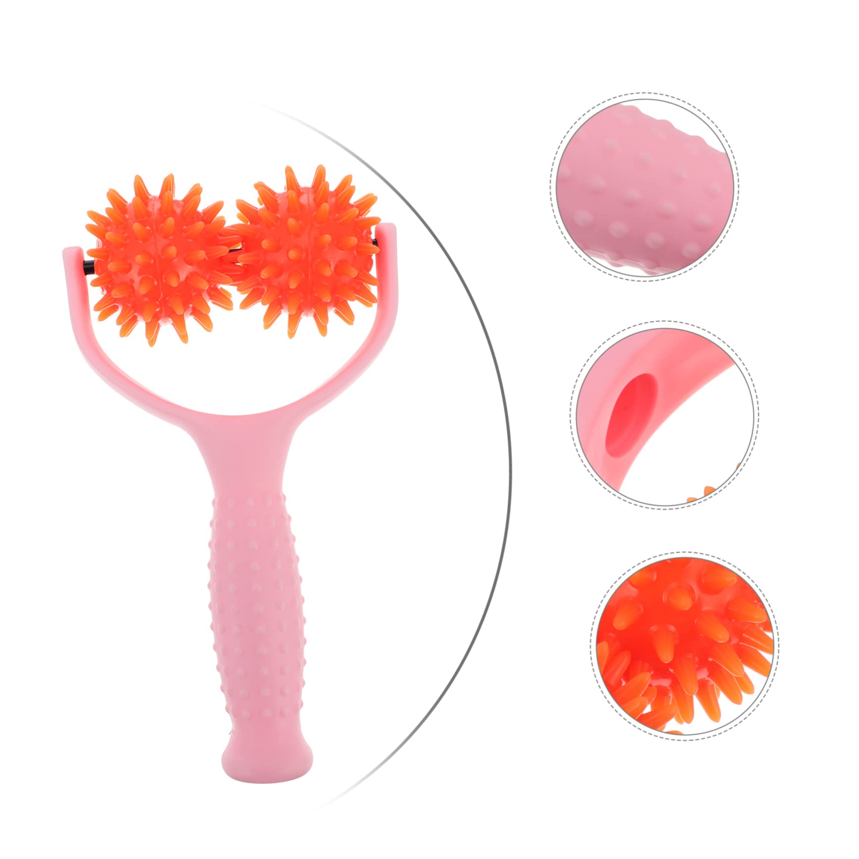 VALICLUD 2piezas Rodillo Masajeador Manual Para Relajación Muscular Herramienta De Masaje Ergonómica Para Hombros y Cuerpo Color Rosa