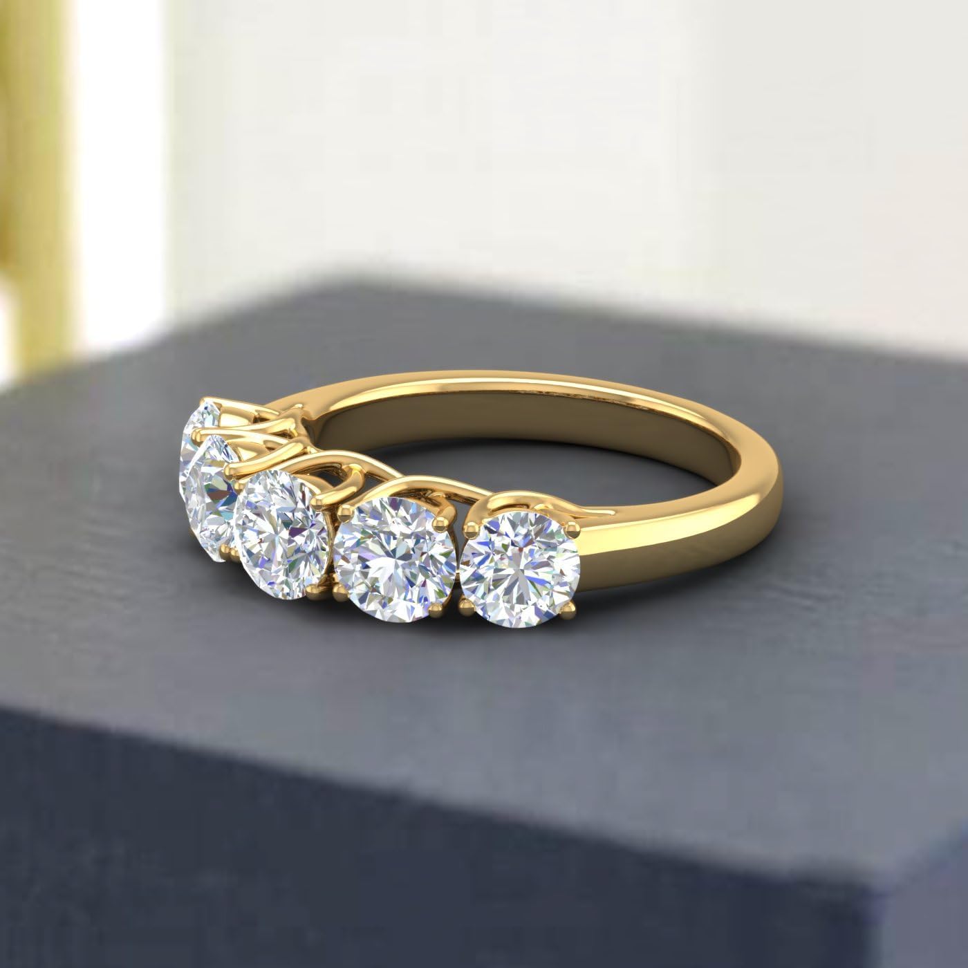 2 Carat 5-Stone Diamond Wedding Band Ring in 10K Gold