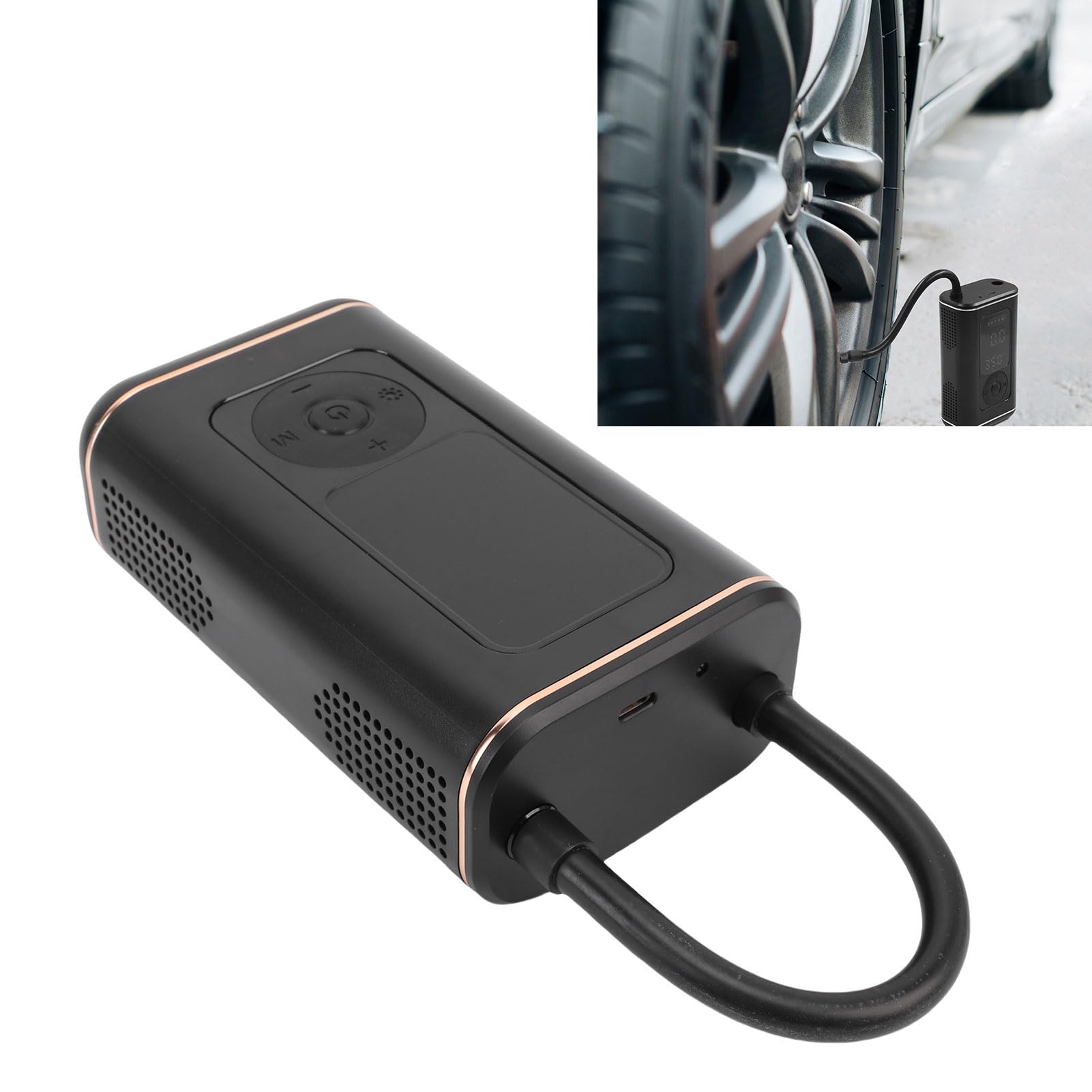 Gonfiatore per Pneumatici Senza Fili, Pompa Ad Aria Portatile con Batteria da 2000 mAh, Spegnimento Automatico, per Pneumatici per Auto, Bici, Palloni Sportivi