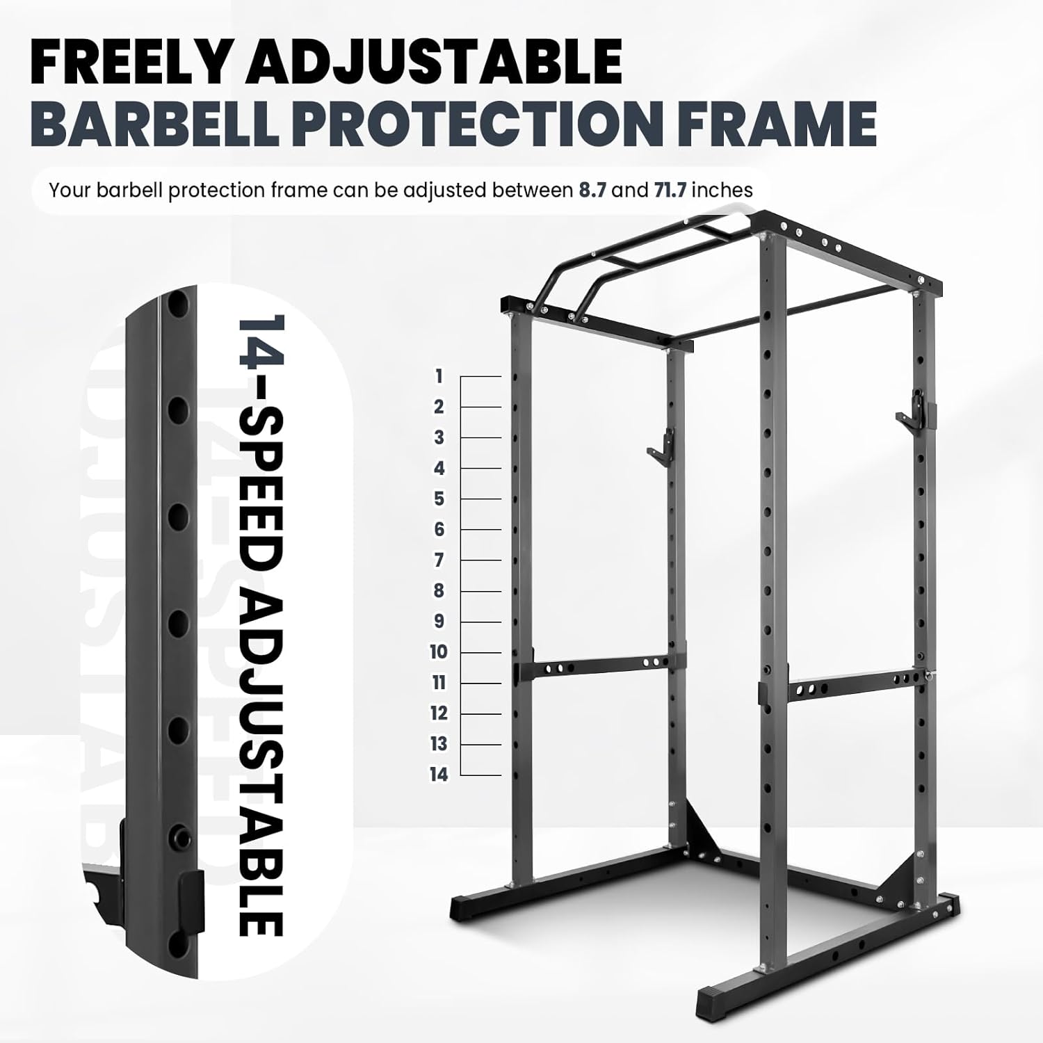 Squat Rack 1200LBS Power Cage Multi-Functional Power Rack with J-Hooks for Home Gym Strength Training
