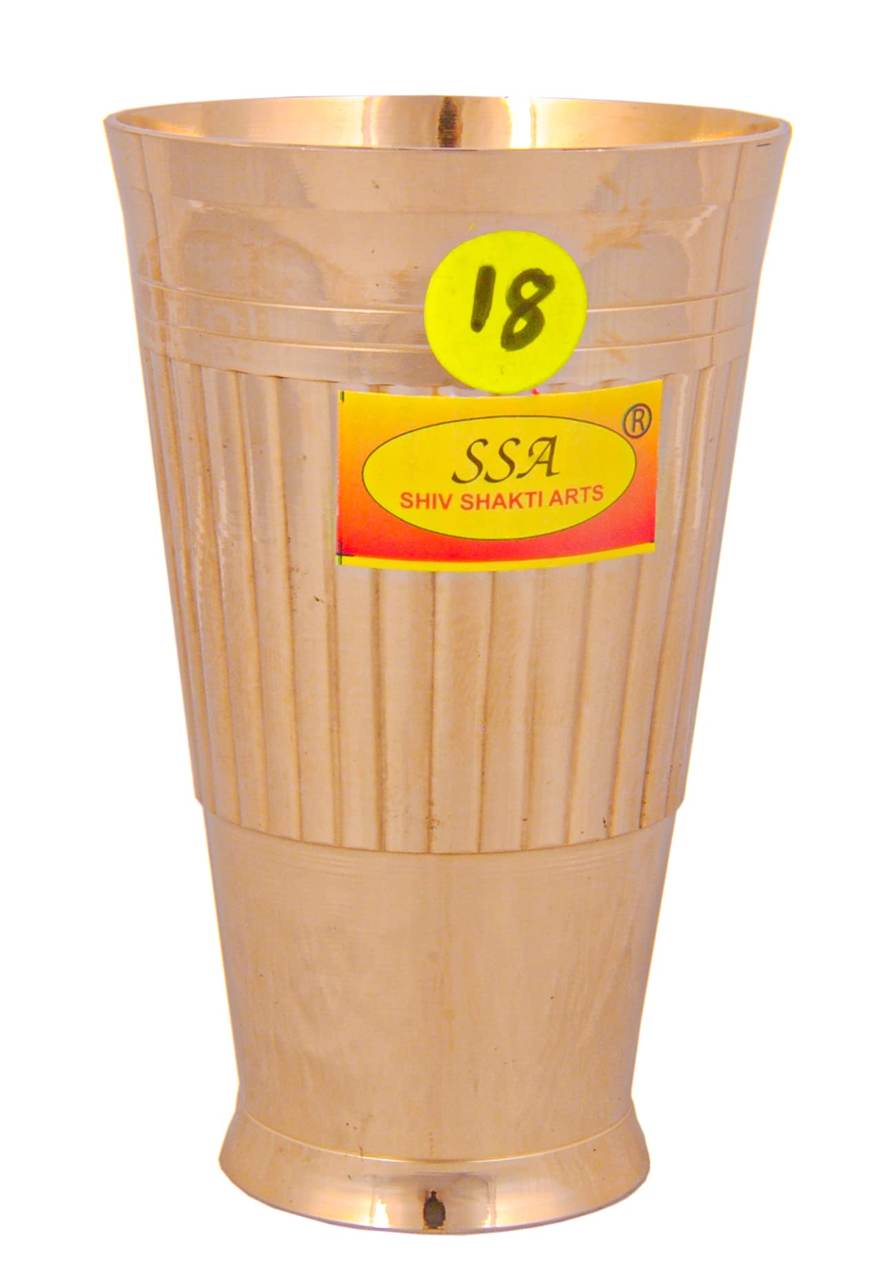 Shiv Shakti Arts Heavy Gauge Line Design Pure Brass Glass - (1 Piece, Big - 450 Ml Each Glass - No.18)