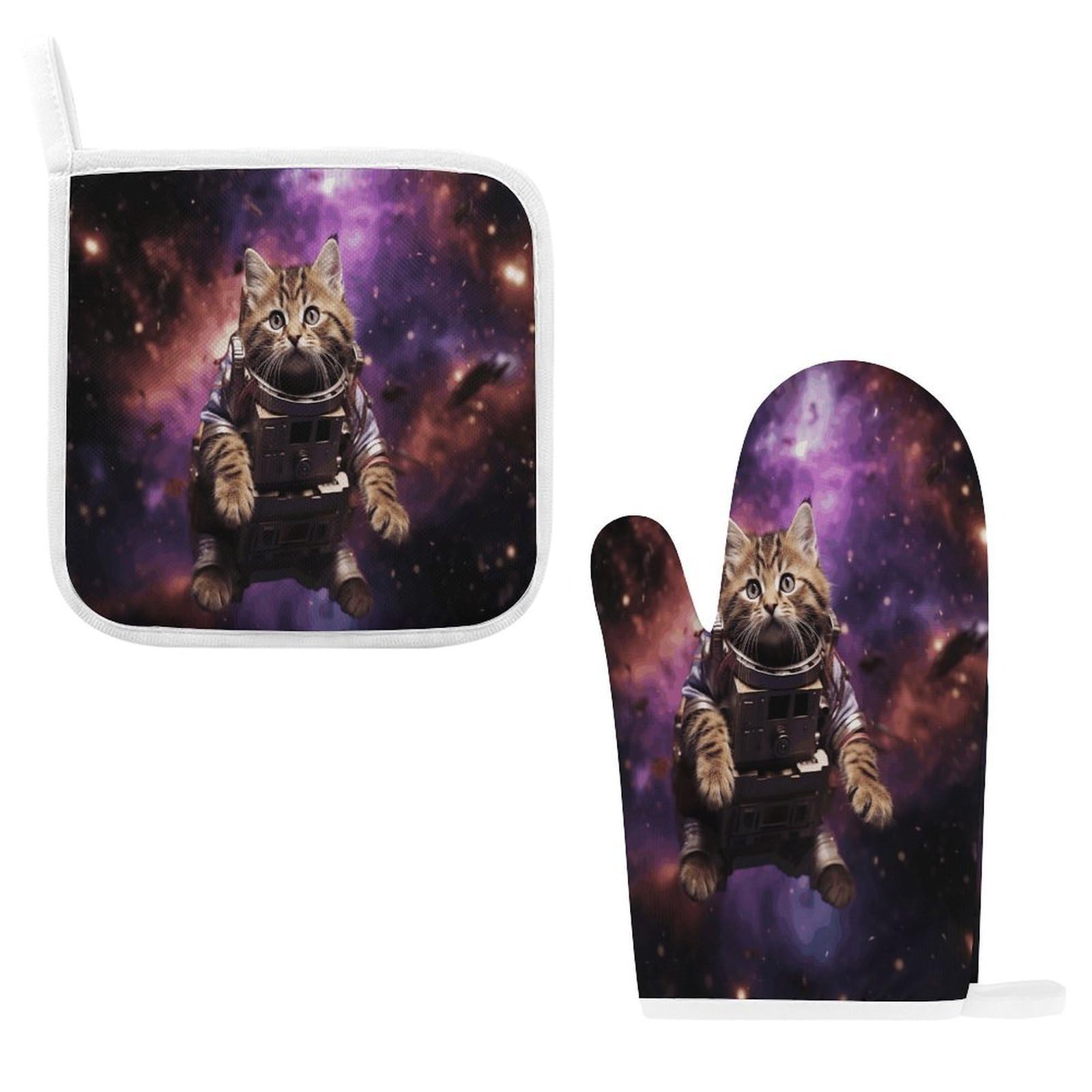 Btcowzrv Style A Cat In Outer Space Oven Mitts And Pot Holders 2Pcs Set