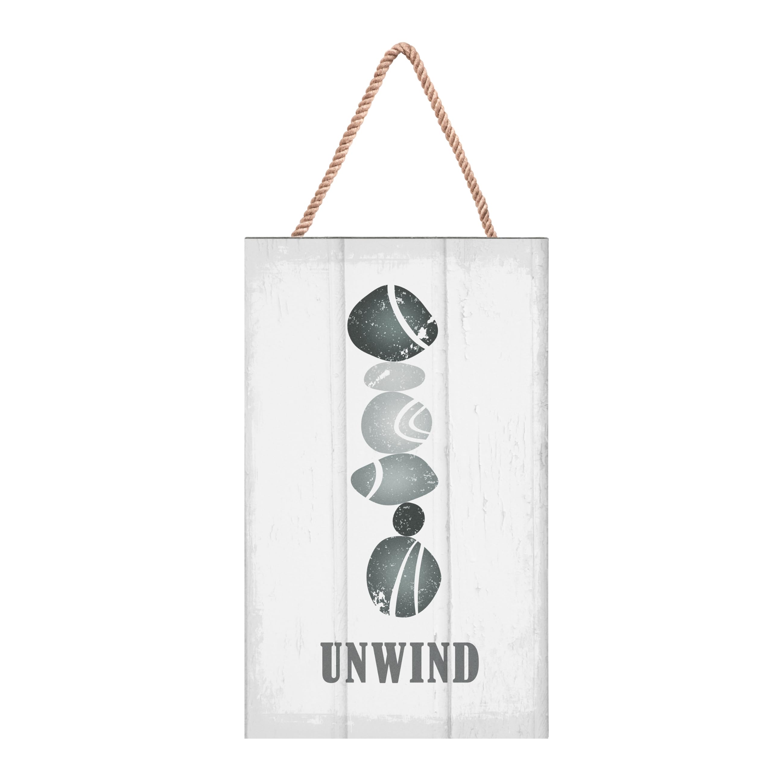 Premier Housewares Spa Plaque | Calming 'Unwind' Wall Art | Durable MDF Decoration with Pebbles Design | Perfect for Bedroom or Living Room Relaxation
