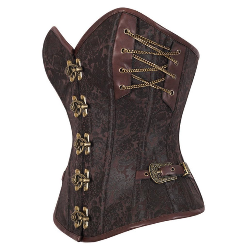 KUOSE Gothic Bustier Corsé con acero cadenas y botones Steampunk Plus size S-6XL