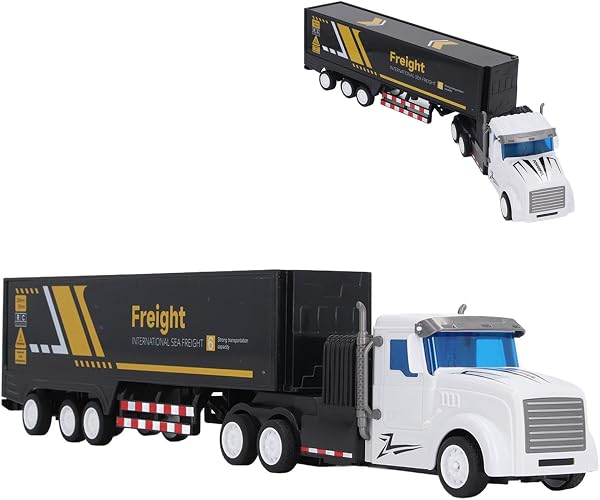 Semi-Camion RC avec Remorque Télécommandée, échelle 1/32, Camion Jouet électrique avec Lumières, Effets Sonores pour Garçons et Enfants, Tête de Voiture en Plastique 20x6 Cm, - 4
