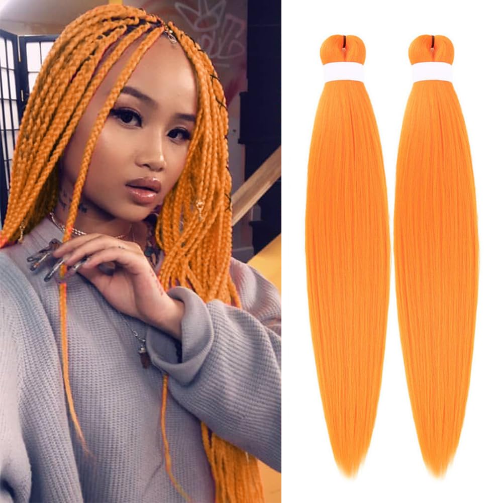 ヘアアクセサリー Orange Amazon.com : Orange Braiding Hair Pre Stretched Hair Extensions 26