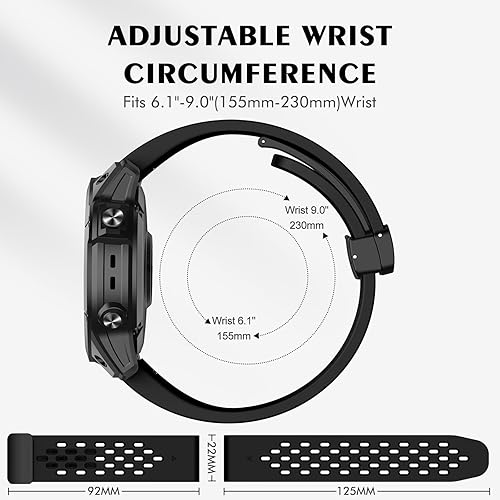 Miniatura 5 de ISABAKE Correa de reloj de silicona Air-holes para Garmin Fenix 7Fenix 6Fenix 6 ProFenix 5Fenix 5 Plus, correa deportiva suave de ajuste rápido de