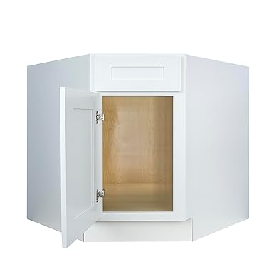 Hollywood Fabiani Design Corner Sink Base Kitchen Cabinet 36 in. W x 24 in. D x 34.5 in. H in Shaker White Ready to Assemble