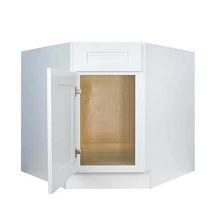 Hollywood Fabiani Design Corner Sink Base Kitchen Cabinet 36 in. W x 24 in. D x 34.5 in. H in Shaker White Ready to Assemble