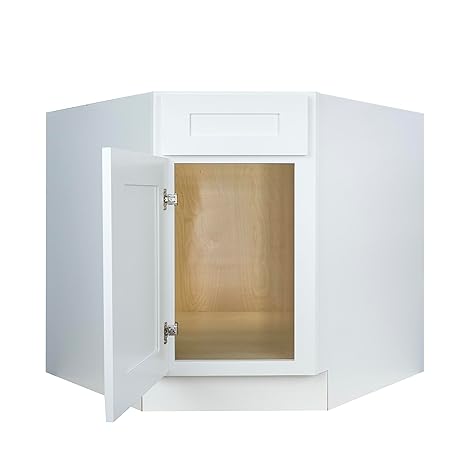 Hollywood Fabiani Design Corner Sink Base Kitchen Cabinet 36 in. W x 24 in. D x 34.5 in. H in Shaker White Ready to Assemble