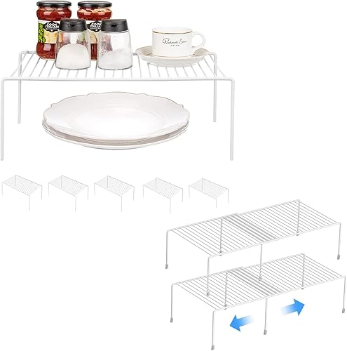 Paquete de 6 estantes de alambre de almacenamiento para gabinete y 2 estantes de alambre expandibles, organizador y almacenamiento de gabinete de
