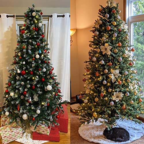 48-inch-Christmas-Tree-Skirt-White-Tree-Skirt-Fit-for-6-8-ft-Christmas-Tree-Faux-Fur-Christmas-Tree-Skirt-with-Snowflakes-for-Christmas-Decorations-Xmas-Party-Holiday-Decorations-Silver 48 inch Christmas Tree Skirt White Tree Skirt Fit for 6 8 ft Christmas Tree Faux Fur Christmas Tree Skirt with Snowflakes for Christmas Decorations Xmas Party Holiday Decorations Silver