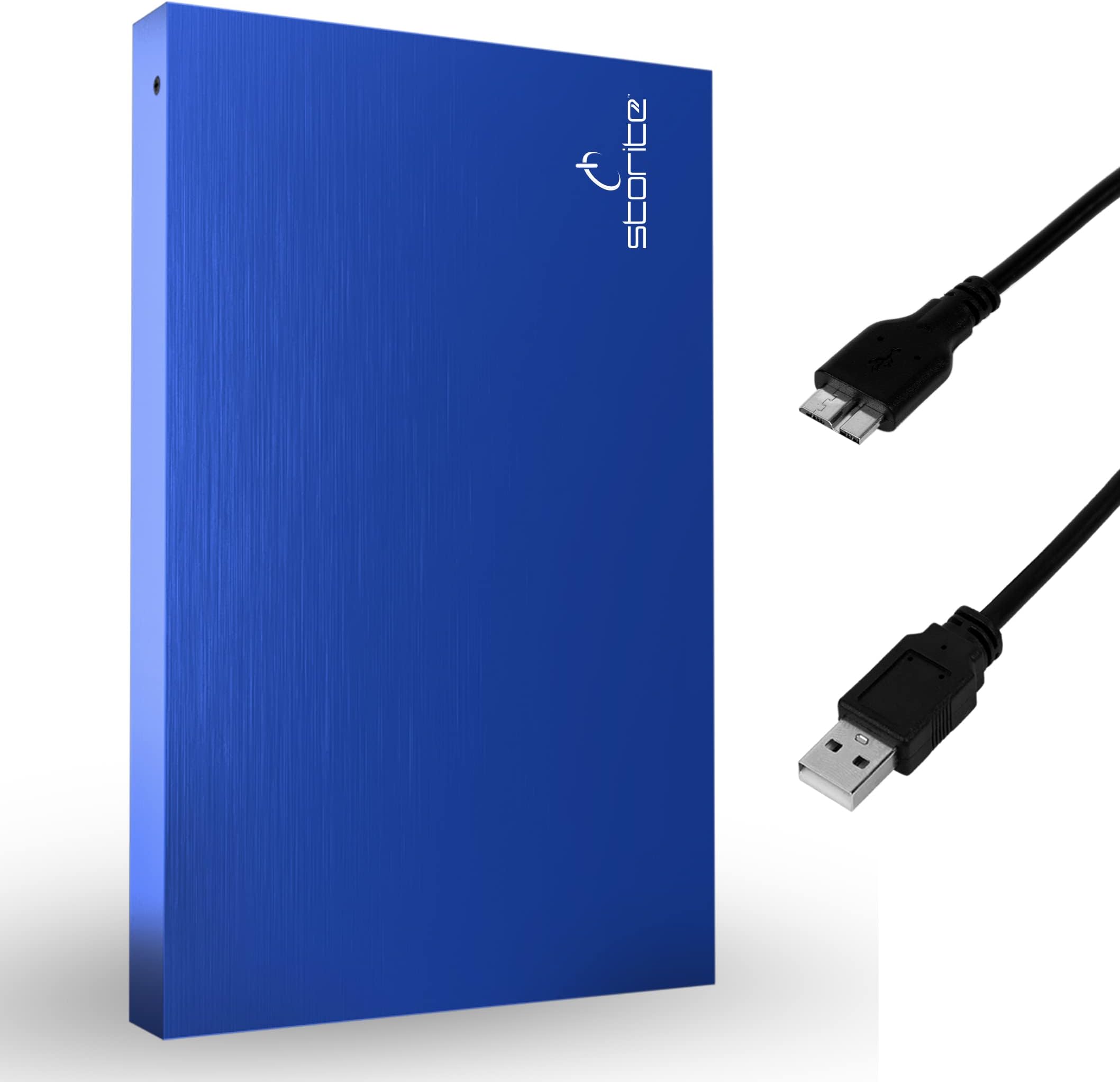 Storite 2.5 Inch Ultra Slim Portable External Hard Drive with USB 3.0 Data Transfer Compatible for PC, Mac, Gaming Console, Laptop, Desktop, Blue, 1TB