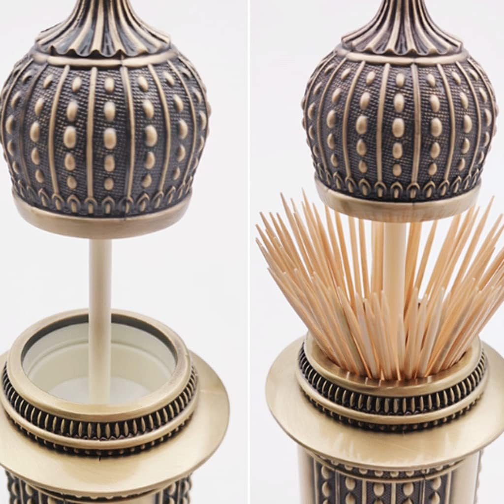 Ceramic Toothpicks Container ，Plastic Toothpick Case，Fashion Press Type Toothpick Holder Pop-Up Automatic Toothpick Dispenser Retro Toothpick Holder Storage Box Chic(Styel B)