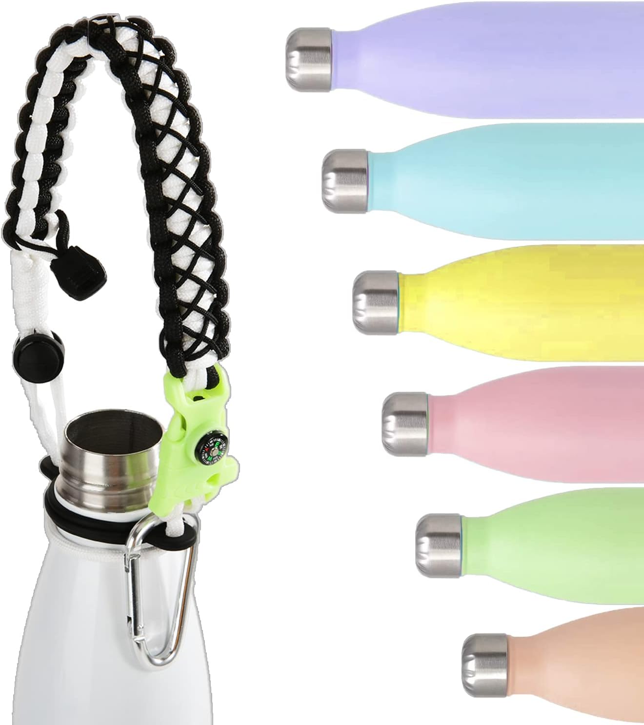 Greant Paracord Handle for Most Cola-Shaped Water Bottle Carrier, Functional Water Bottle Strap Compatible with MIRA, Fit SWELL Narrow Mouth Bottles 12oz, 17oz and 25 oz