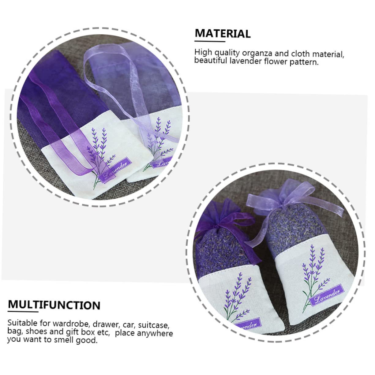 66 STK Lavendel Sachet Tasche Kleiderschrank Beutelpackungen Mit Frischen Düften Durchsichtige Geschenktüte Beutel Aus Lila Gazebeutel Violett Garn Gespleißte Baumwolle