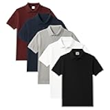 5 Pack Men Polo Shirts Short Sleeve Classic & Casual