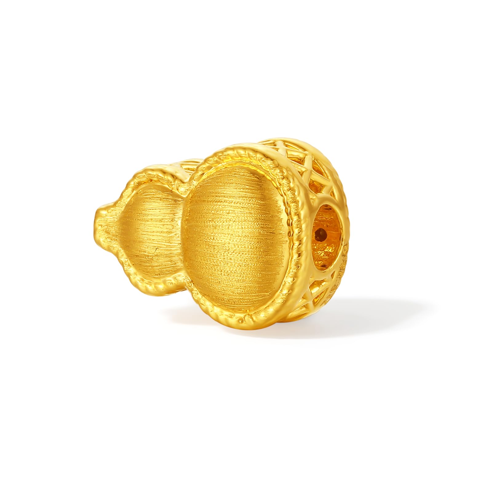 ZHOU LIU FU 24K Gold Chain Armband Gelbgold Chinesischer Flaschenkürbis Charm Silber Beads Link Armbänder Schmuck für Damen Mutter Ehefrau Geschenke Muttertag Geburtstag Jahrestag 19cm