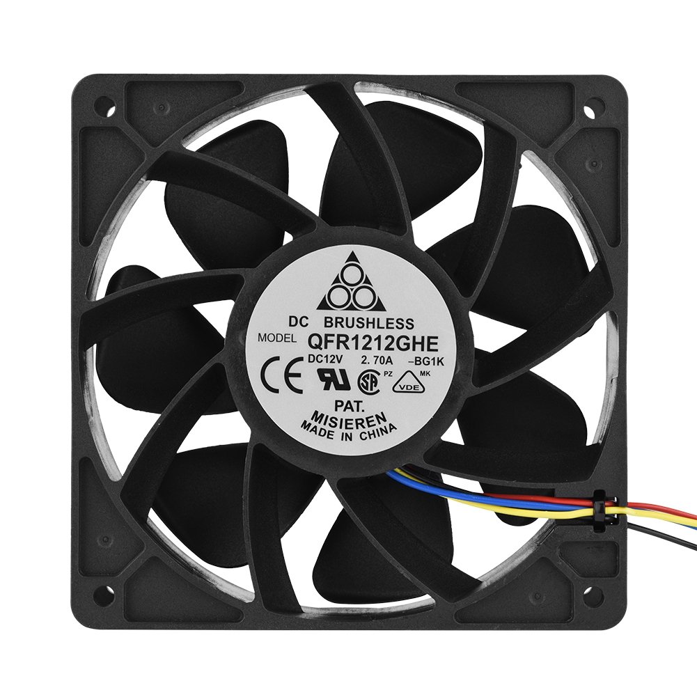 6000RPM Fan for AntMiner, DC 12V 2.70A 120mm Replacement Cooling Fan 4 Pin Connector for Antminer S7 S9, High Precision Double Ball Bearing