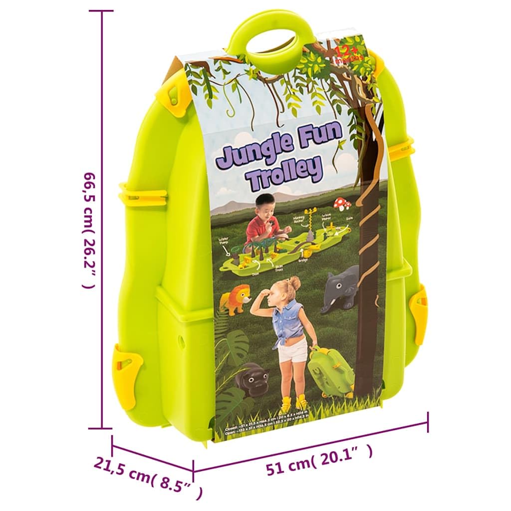 Wasserspiel-Koffer Jungle aus robustem Polypropylen 51x21,5x66,5 cm mit Wasserpumpe, Sandtisch und Spielzubehör für Kinder Garten Terrasse Sommer Outdoor Aktivität