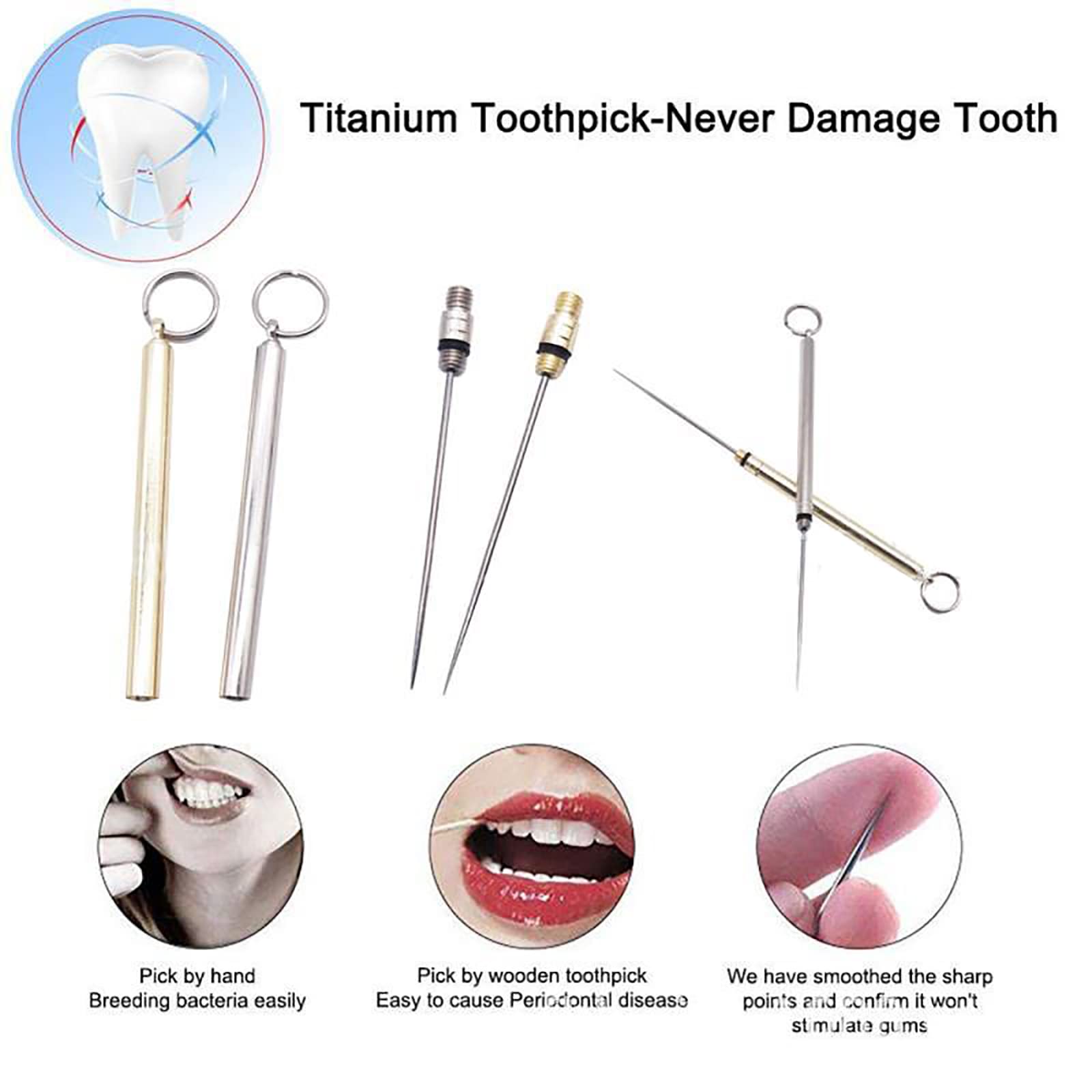 Amazon｜BelleAngle Toothpicks 爪楊枝 つまようじ 携帯用 チタン製 4 