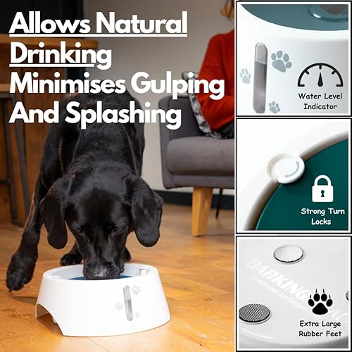Miniatura 2 de BARKING&MAD - Cuenco de agua antiderrames para perros, 73.9 onzas (2.1 litros), dispensador de alimentación de agua lento para razas grandes y