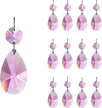 UPSPED 5pcs Pink 38mm Teardrop Crystal Glass Pendant Prism Sun Catcher Garland Chandelier Part Wedding Party Home Hanging Decoration Cuicui