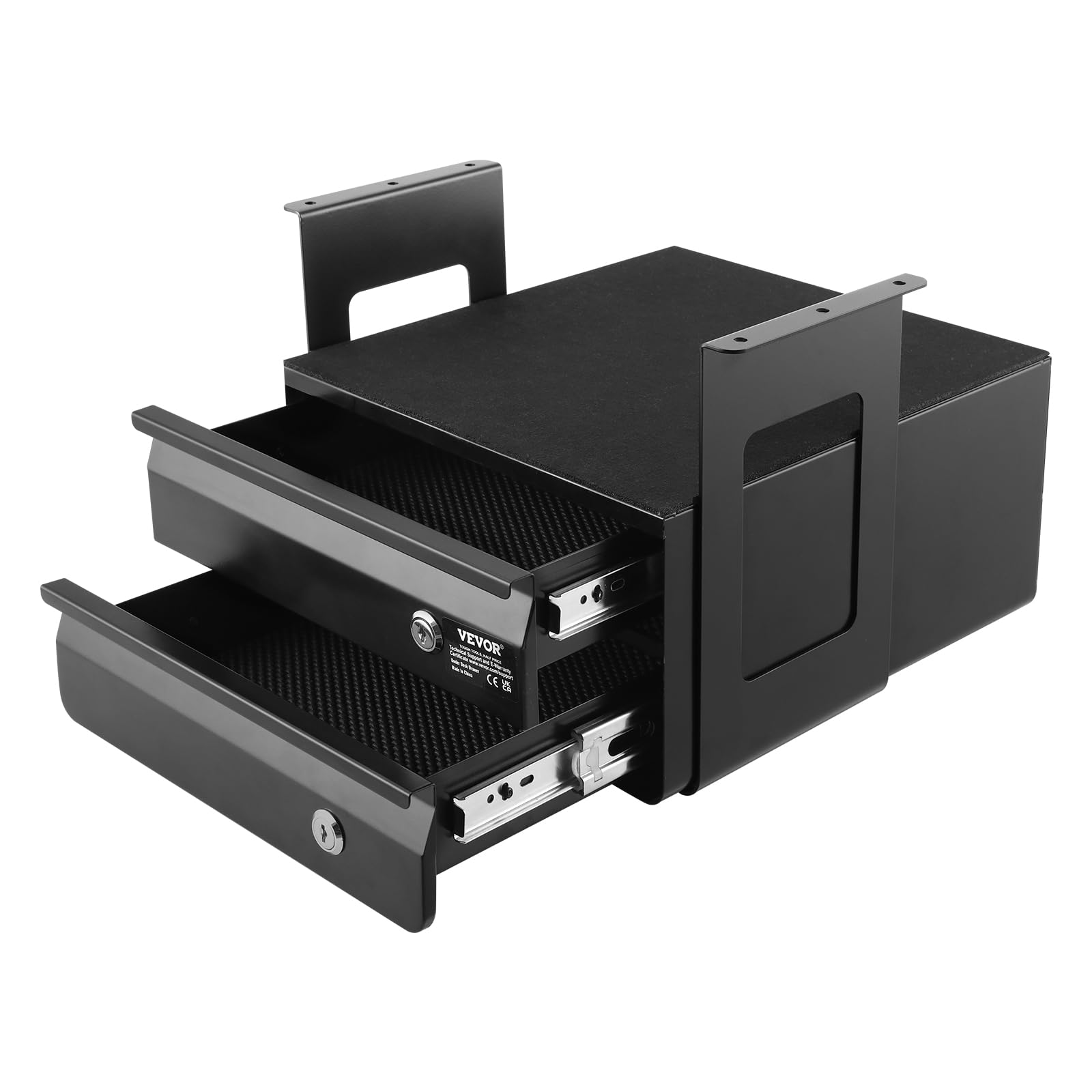 VEVOR Cajones Deslizables Debajo del Escritorio con Cerradura 2 Capas Cajón Extraíble Montado Debajo de Mesa Organizador de Almacenamiento Oculto de Escritorio con Cerradura, 365 x 335 x 250 mm