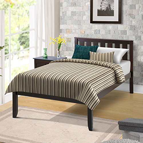 Merax Twin Bed Frame, Platform Bed with Headboard and Wood Slat Support, No