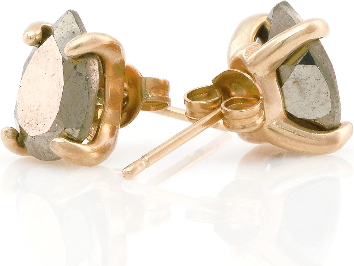 Stud Pyrite Stone Earrings - Handmade Earrings, Gemstone Earrings, Silver Earrings for Women - Customizable Material - Artisan Fashion Ladies Jewelry with Box