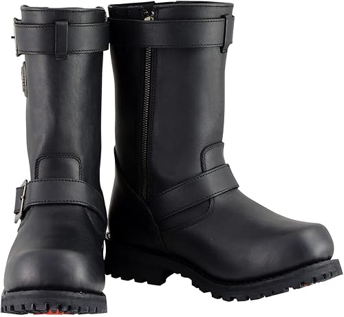 Miniatura 2 de Milwaukee Leather Botas de motocicleta clásicas de ingeniero de 11 pulgadas de ancho ancho de cuero negro para hombre MBM9020W
