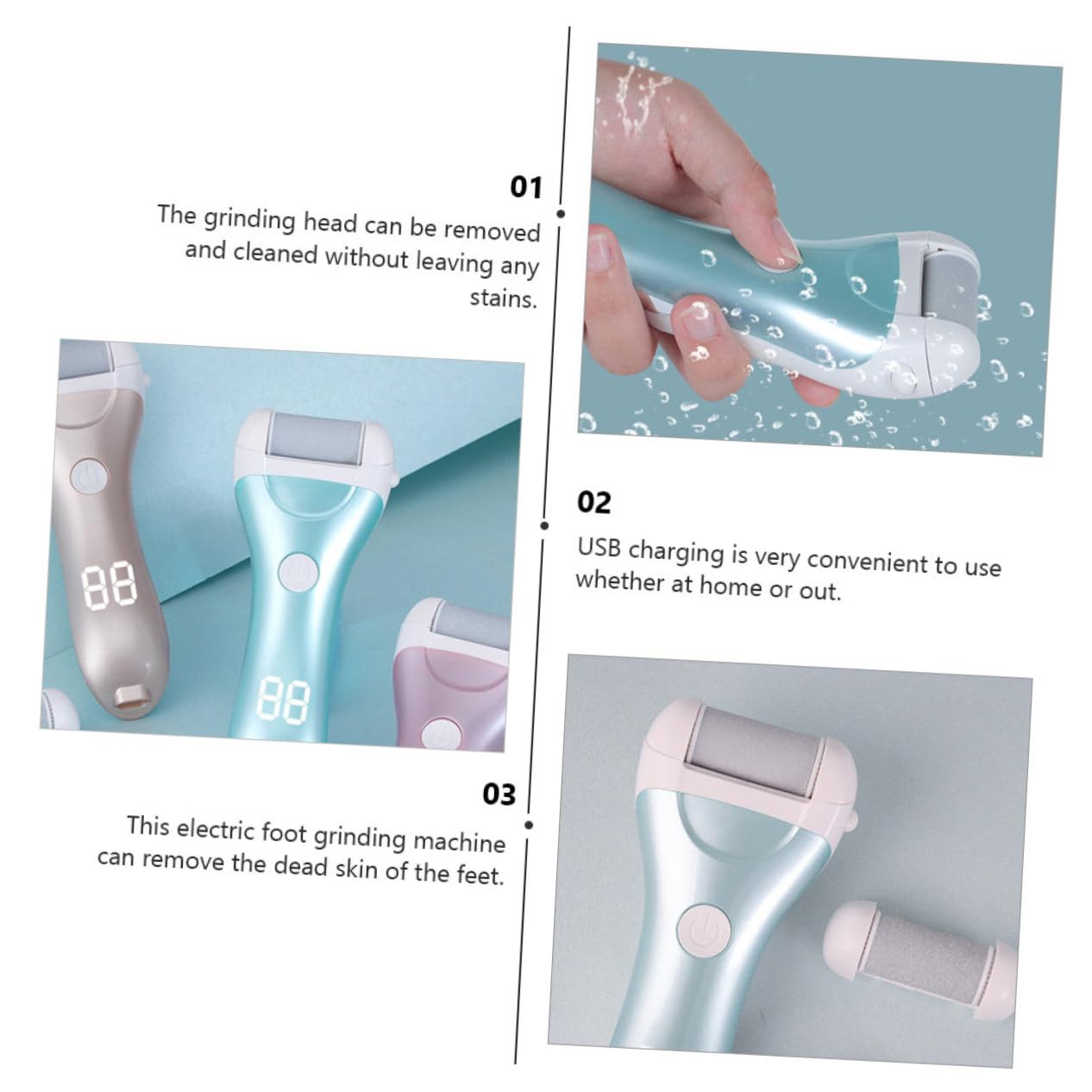 Mikinona Rimuovi Calli Piedi Elettrico Lima Elettrica Pedicure Abs, Testa Abrasiva Rimovibile, 1200 Mah, per Talloni e Cura Domestica