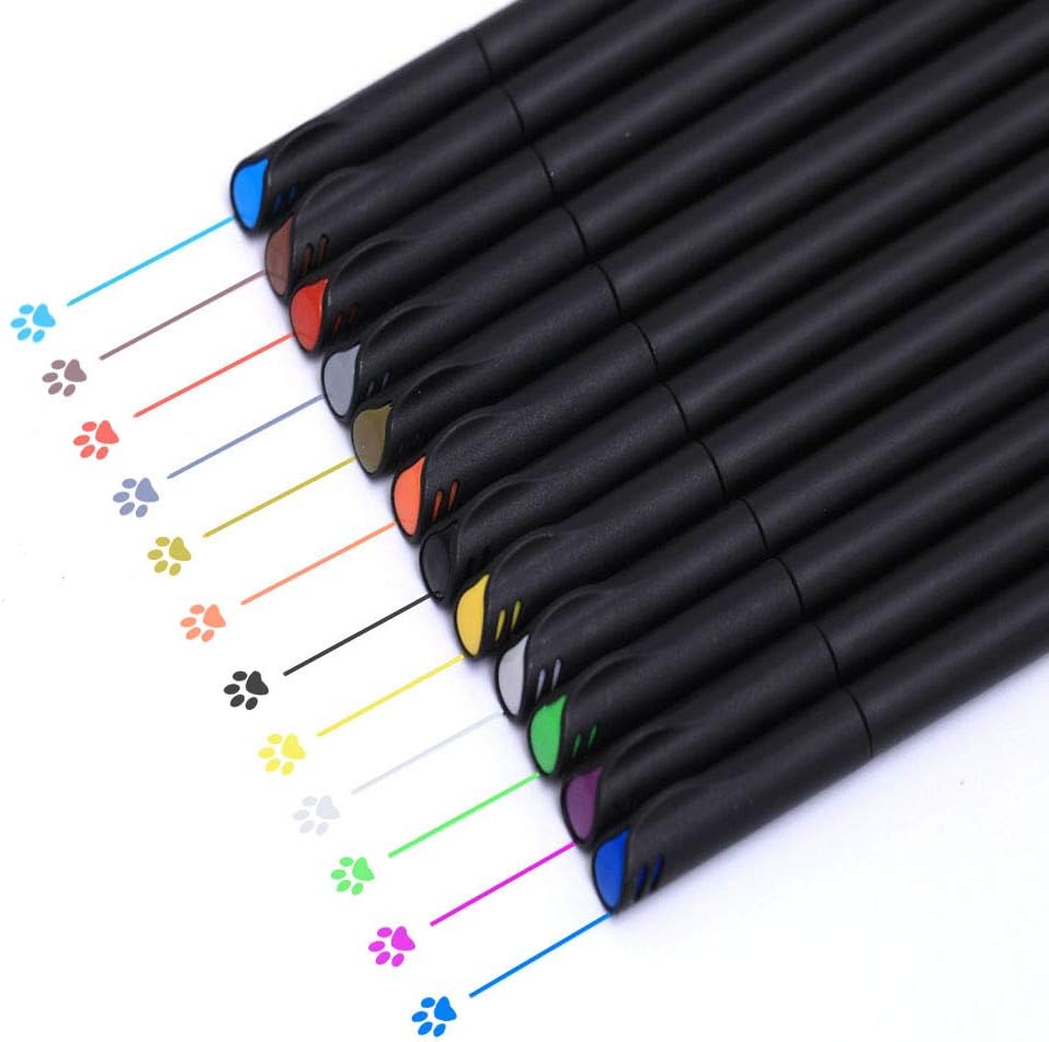 Young X Fineliner Color Pen Set, 0.4 mm Fine Line Drawing Pen, Porous Fine Point Markers for Bullet Journaling and Note Taking, Planner Note Calendar Coloring Art Projects,Pack of 12 Assorted Colors
