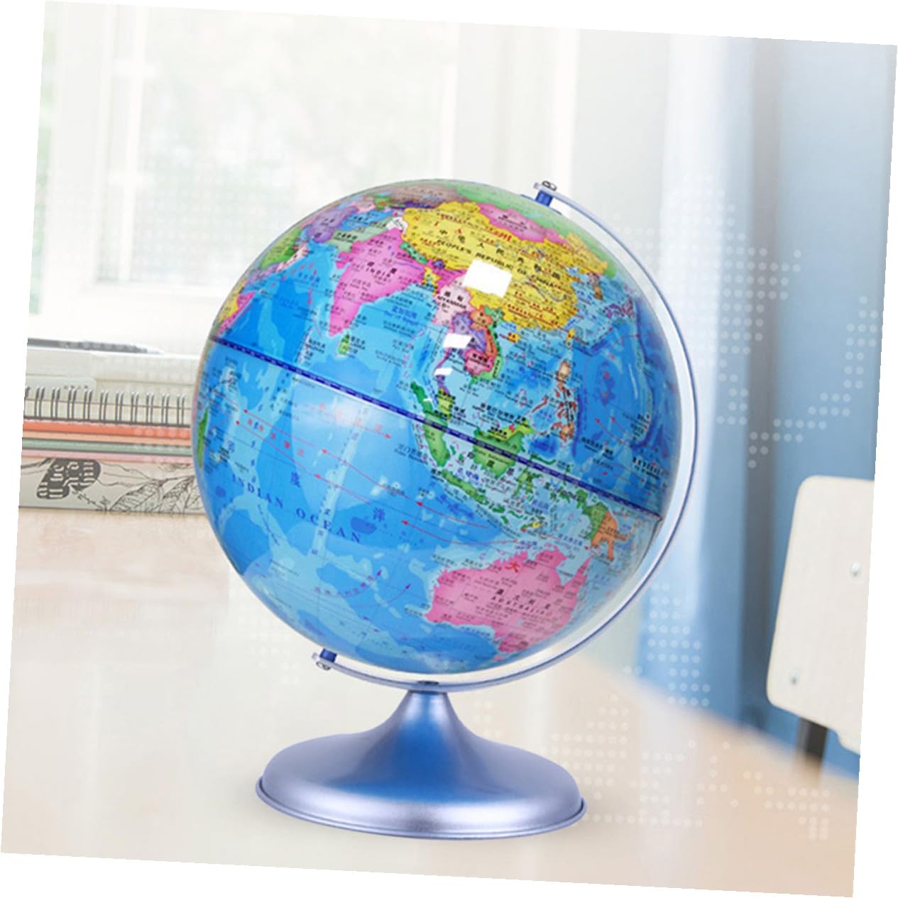 Schülerglobus 20cm Kunststoff Tischdekoration Lehrmittel für Schule | Schulanfang Party, Schulkinder Geeignet, Rotierbar mit Abnehmbarem Sockel, Geografie Motiv für Büro