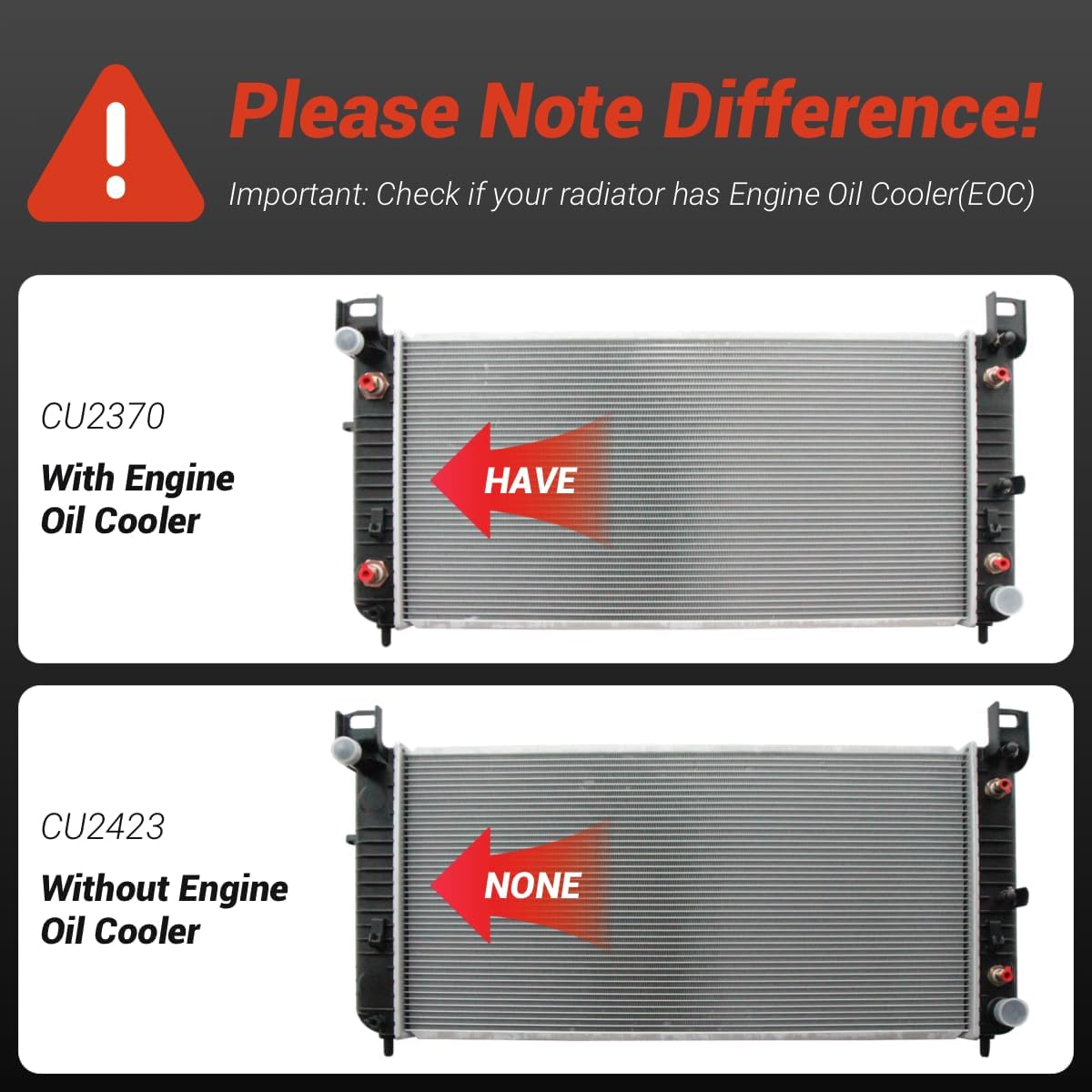 autoexact 2370 radiator compatible with chevy silverado suburban gmc yukon sierra tahoe escalade hummer h2 4.3l 4.8l 5.3l 6.0l 6.2l engine radiator, 34", with toc & with eoc