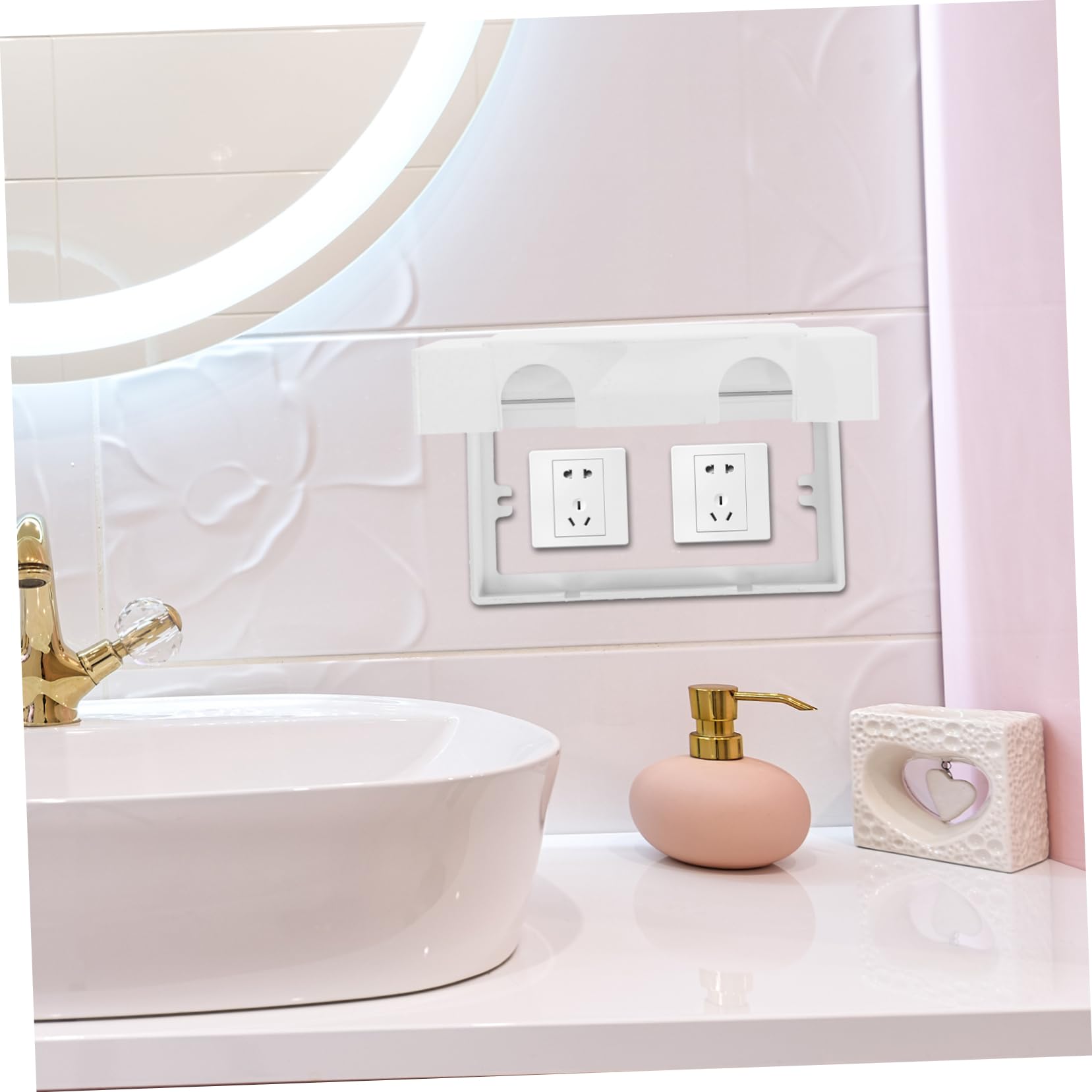 MAGICLULU 5 Pièces Cache-prise étanche protecteur mur couverture de sortie sûr Imperméabiliser salle de bains couvercle étanche de la prise couvercle de prise électrique Plastique blanche