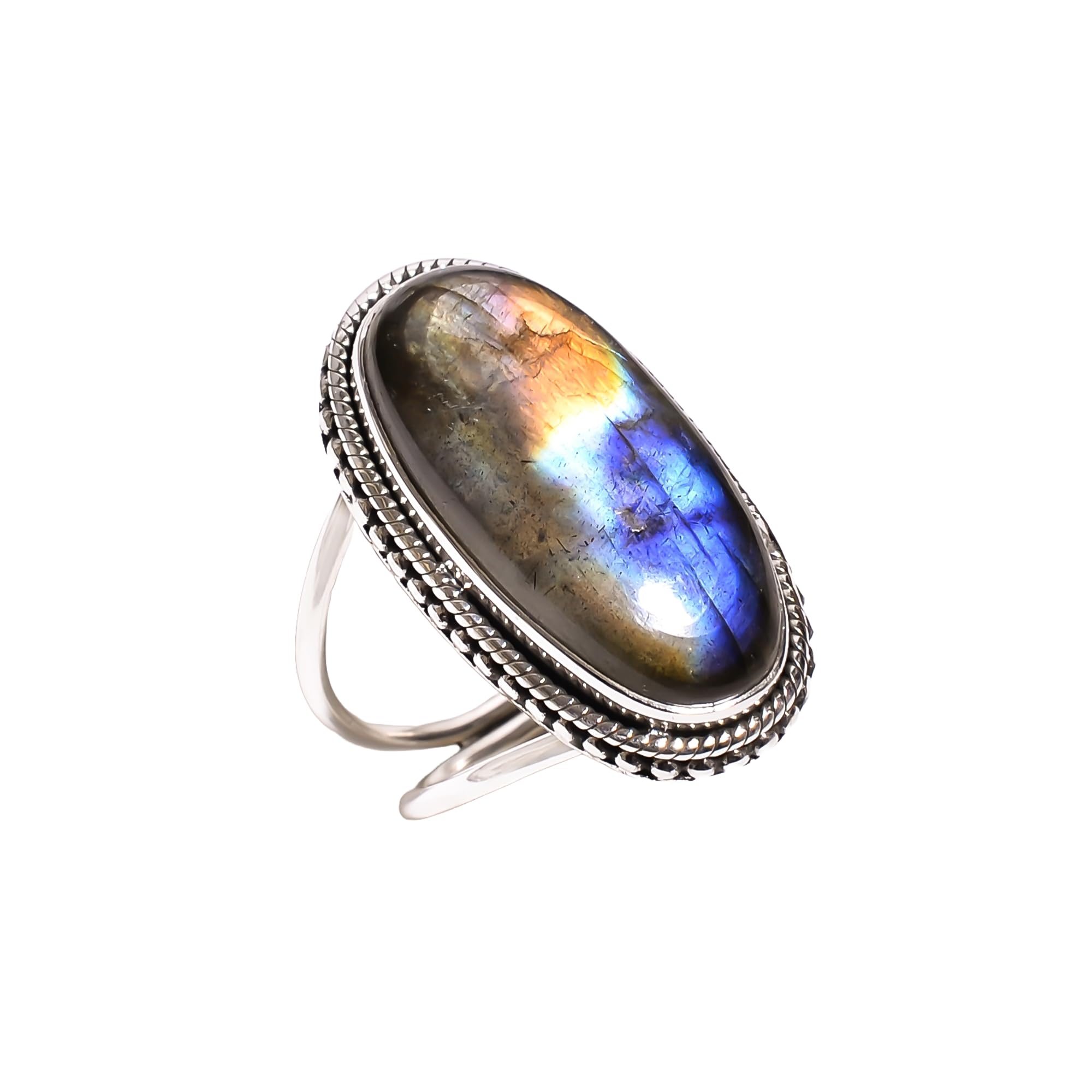 Pietra preziosa labradorite blu naturale Argento sterling 925 Fatto a mano Dichiarazione impilabile Anello nuziale Gioielli Regalo per moglie Fidanzata Mamma Sorella Figlia