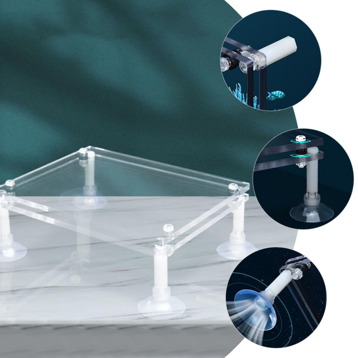Hemobllo Support de Pompe Submersible en Acrylique Antichoc Ventouse, Support Surélevé pour Pompe à Eau D'aquarium, Accessoire pour Bassin de Poissons