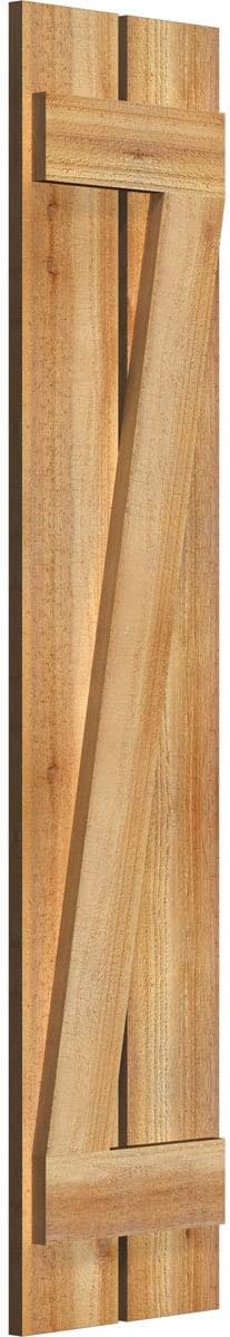 Ekena Millwork RBS06Z11X051RWR TimberCraft Two 5 3/8" Boards Spaced Board-n-Batten w/Z-Bar, Rustic Wood Shutters (Per Pair), 11 1/4"W x 51"H, Rough Sawn Western Red Cedar