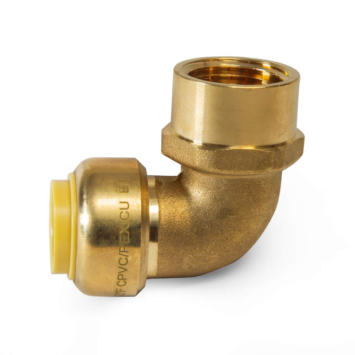 EFIELD Hoger PUSH FIT 1/2" Codo x accesorios de tubería hembra (FIP) Empuje para conectar Pex, CPVC, 1/2" con un clip de desconexión, latón sin plomo 5 piezas